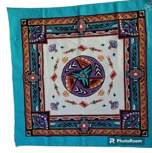Vintage 90s Wamcraft scarf bandana turquoise